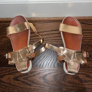 Mia Ellen metallic faux leather flatform sandals